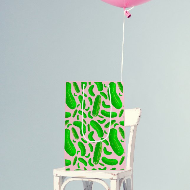 Sacola Para Presentes Média Fundo Cor-de-Rosa Verde (Criador carregado)