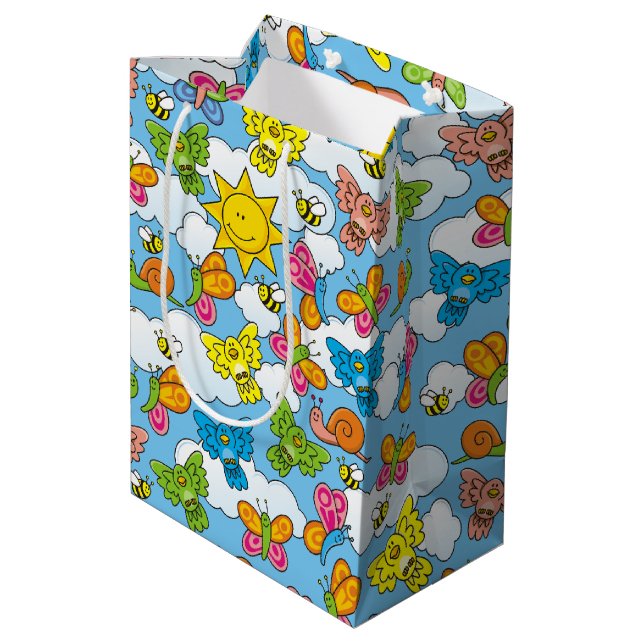 Sacola Para Presentes Média Fundo dos Animais Bebês (Verso inclinado)