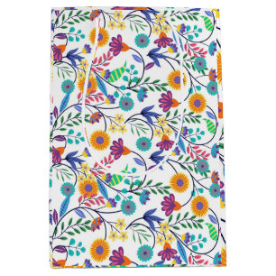 Sacola Para Presentes Média Fundo Floral Exótico Colorido-23145
