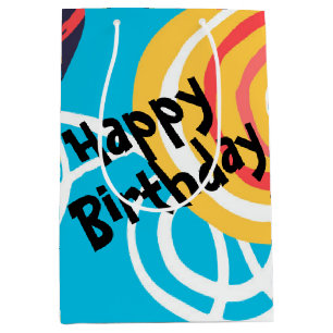 Sacola Para Presentes Média Funky Birthday Doodles Abstrato