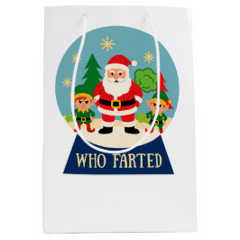 Sacola Para Presentes Média Funny Christmas Santa & Elves "Who Farted"