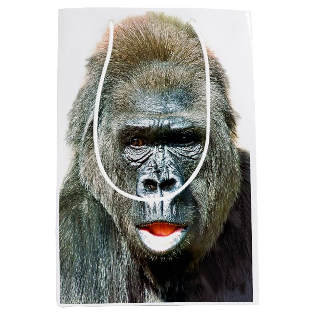 SACOLA PARA PRESENTES MÉDIA FUNNY CUTE GORILLA (Frente)
