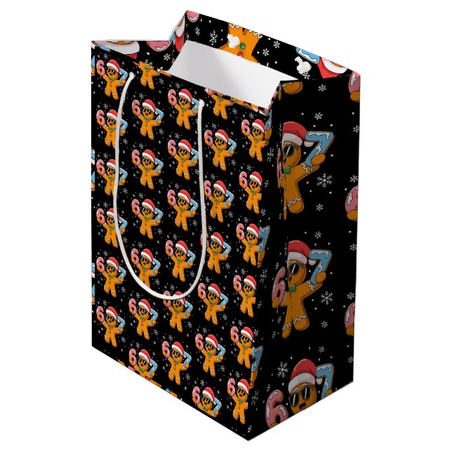 Sacola Para Presentes Média Funny Gingerbread Seis Sete 67 Sorvete Drip Natal (Verso inclinado)