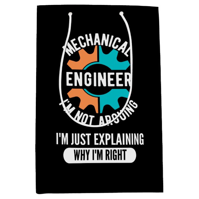 Sacola Para Presentes Média Funny Mechanical Engineer, Mechanical Engineering (Frente)