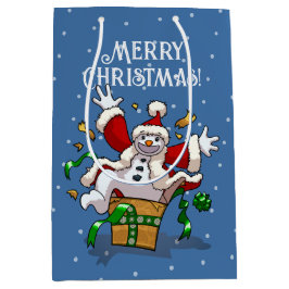 Sacola Para Presentes Média Funny Snowman Merry Christmas Surprise Cartoon