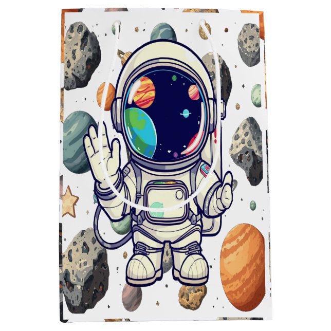Sacola Para Presentes Média Galaxy Nebula Gift Bag - Espaço Cósmico Presa (Frente)