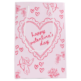 Sacola Para Presentes Média Galentine’s Day Valentine Girly Pink