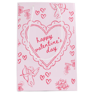 Sacola Para Presentes Média Galentine’s Day Valentine Girly Pink