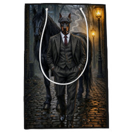 Sacola Para Presentes Média Gângster Doberman em Branco