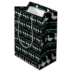 Sacola Para Presentes Média Ganso de Natal Amante de Ganso Engraçado Natal