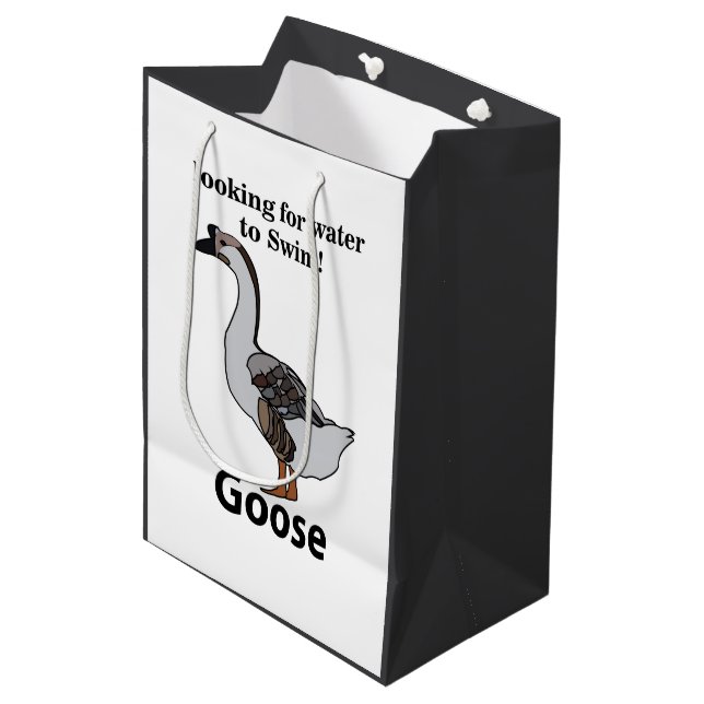 Sacola Para Presentes Média Ganso Procurando Água Para O Ganso Africano Nataçã (Frente inclinada)