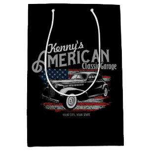 Sacola Para Presentes Média Garagem Personalizada de Carros Clássicos American