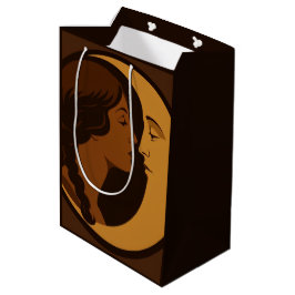 Sacola Para Presentes Média Garota Art Déco Gótica e Lua Crescente 