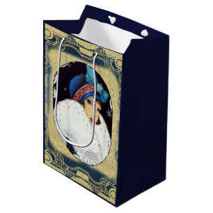 Sacola Para Presentes Média Garota-Flaper de Natal Casaco