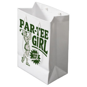 Sacola Para Presentes Média Garota Golfista Camiseta Divertida Para Amantes do