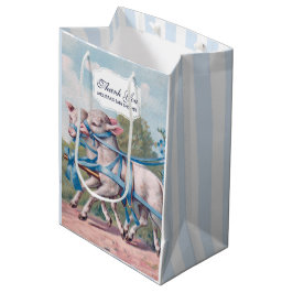 Sacola Para Presentes Média Garota Vintage na Carruagem com Chá de fraldas de 