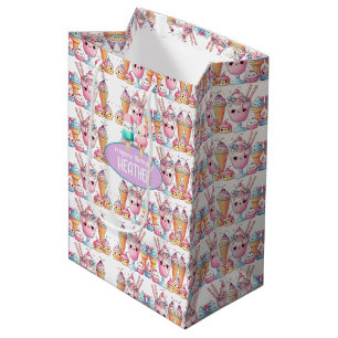 Sacola Para Presentes Média Garotas de aniversário de IcePop no Verão, persona