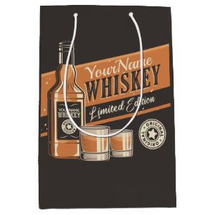 Sacola Para Presentes Média Garrafa de uísque personalizada Bar Western
