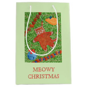 Sacola Para Presentes Média GATINHO CHRISTMAS ÁRVORE Saco de Presente Médio