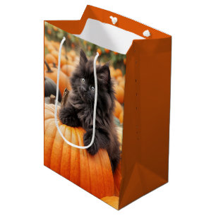 Sacola Para Presentes Média Gatinho De Aniversário Do Halloween No Pumpkin