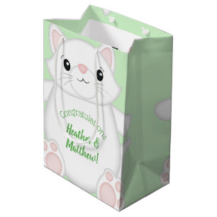 Sacola Para Presentes Média Gatinho de Gato Verde