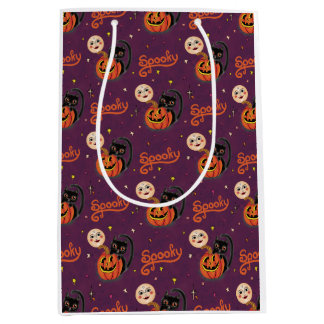 Sacola Para Presentes Média Gatinho Ritorinho Pumpkin Luas em Roxo Escuro