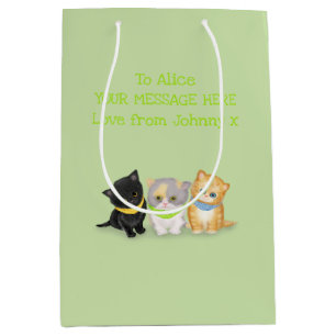 Sacola Para Presentes Média Gatinhos bonitos, bolsa de presente personalizada