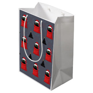 Sacola Para Presentes Média Gatito Cat Gift Bag - Cinza