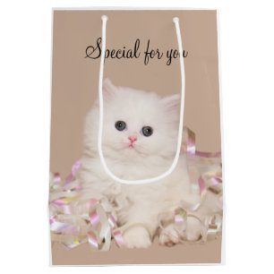 Sacola Para Presentes Média Gato branco