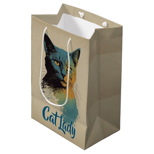 Sacola Para Presentes Média Gato de presentes (Frente inclinada)