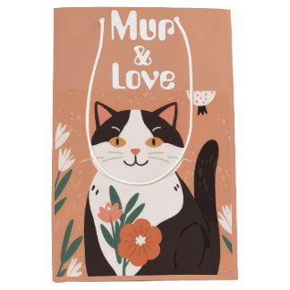 Sacola Para Presentes Média Gato Fofo Personalizado com Mur e Amor
