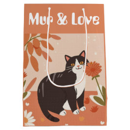 Sacola Para Presentes Média Gato Fofo Sorridente Personalizado com Texto Mur &