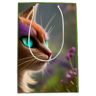 Sacola Para Presentes Média Gato Gatinho Adorável, Olhos Turcos