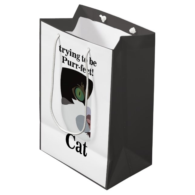 Sacola Para Presentes Média Gato Kitty Pet Divertido (Frente inclinada)