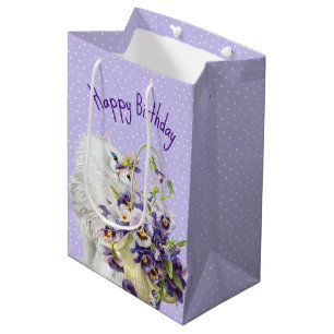 Sacola Para Presentes Média Gato Persa e Cesto de Pansy