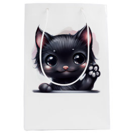 Sacola Para Presentes Média Gato Preto Adorável Kawaii