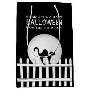 Sacola Para Presentes Média Gato Preto Assustador do Halloween