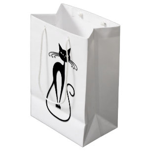 Sacola Para Presentes Média Gato preto magro e caprichoso
