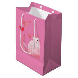 Sacola Para Presentes Média Gato Puro Rosa