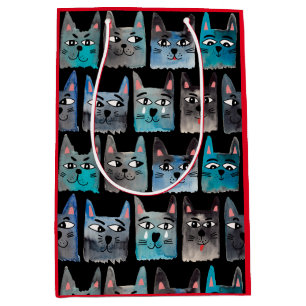 Sacola Para Presentes Média Gatos azuis