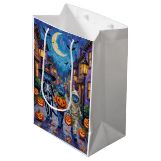 Sacola Para Presentes Média Gatos Azul Russo em Fantasias de Halloween