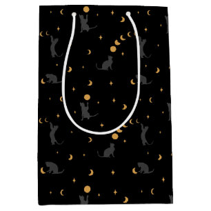 Sacola Para Presentes Média Gatos e Fases da Lua - Saco de Presente