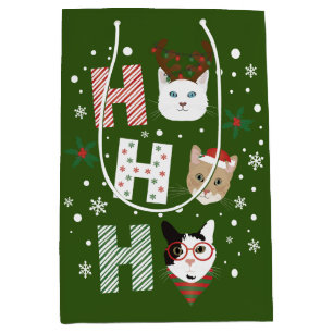 Sacola Para Presentes Média Gatos Ho Ho Ho Feliz Natal