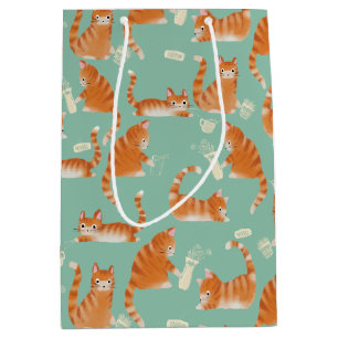 Sacola Para Presentes Média Gatos Laranja Maus A Baterem