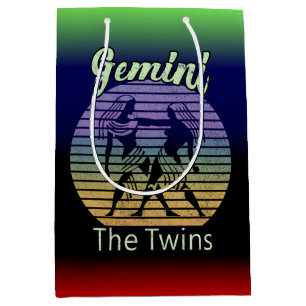 Sacola Para Presentes Média Gemini Birthday Gift — Retro Sunset Zodit Legal