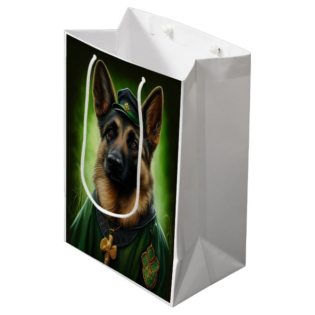 Sacola Para Presentes Média German shepherd Cachorro na Rua. (Frente inclinada)