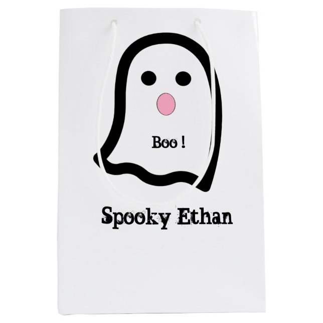 Sacola Para Presentes Média Ghost Boo Bonito Spooky (Frente)
