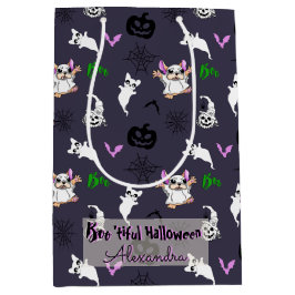 Sacola Para Presentes Média Ghost Bulldog Halloween Gift Bag