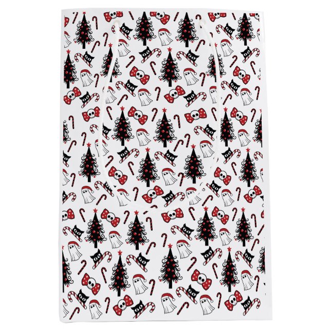 Sacola Para Presentes Média Ghost e Gato Vampiro do Crânio (Frente)