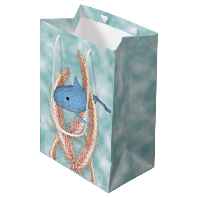 Sacola Para Presentes Média Gift Bag - Baleia de Nadação e Octopus (Frente inclinada)